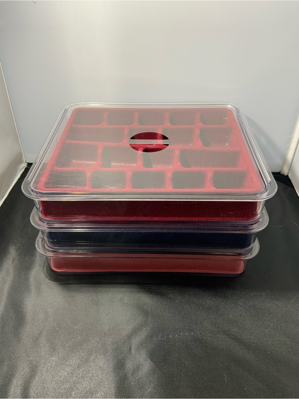 Set of 3 Plastic Stackable Jewelry Organizers - Vintage